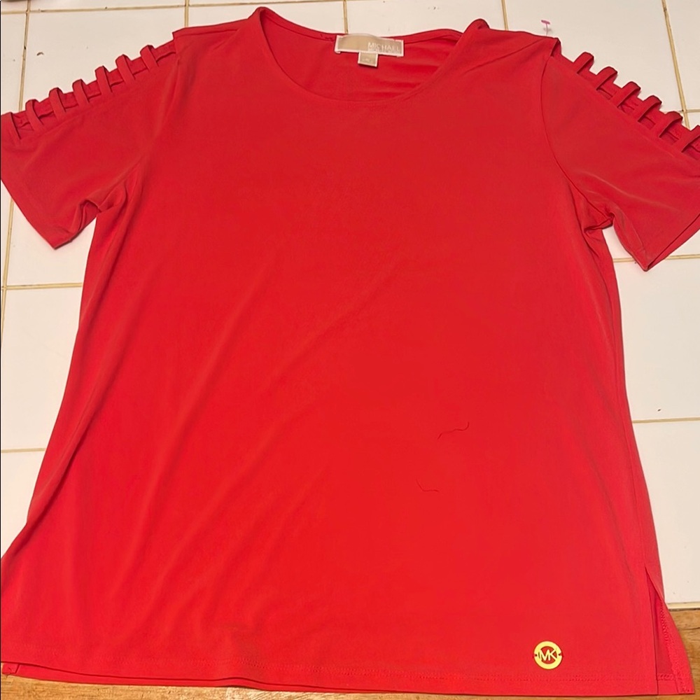 Michael Kors Vibrant Red Short Sleeve Top